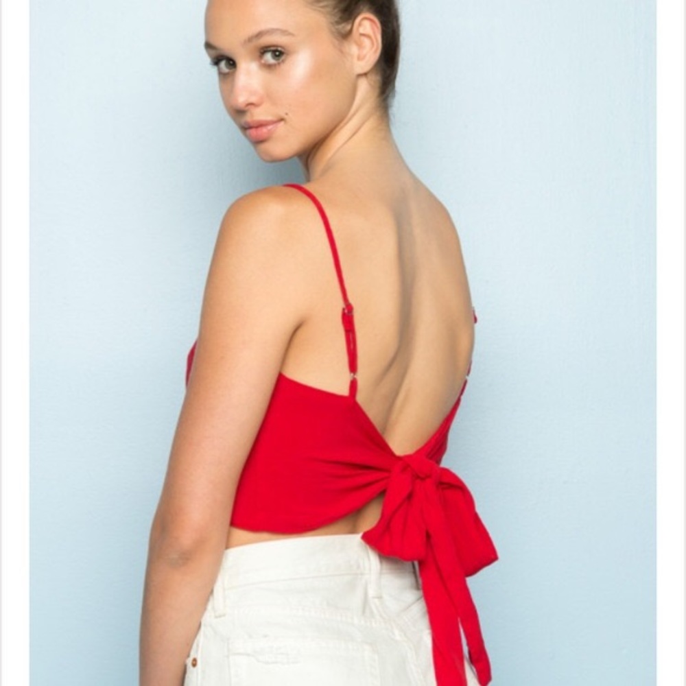 Brandy Melville Kimberly Silky Top Red - Picture 4 of 4